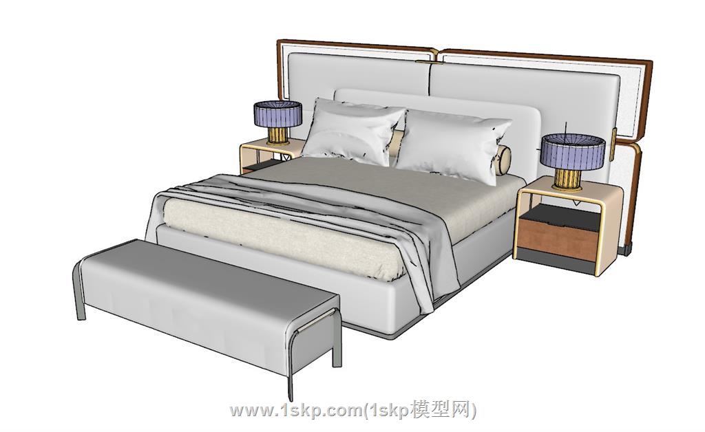 现代床铺SU模型