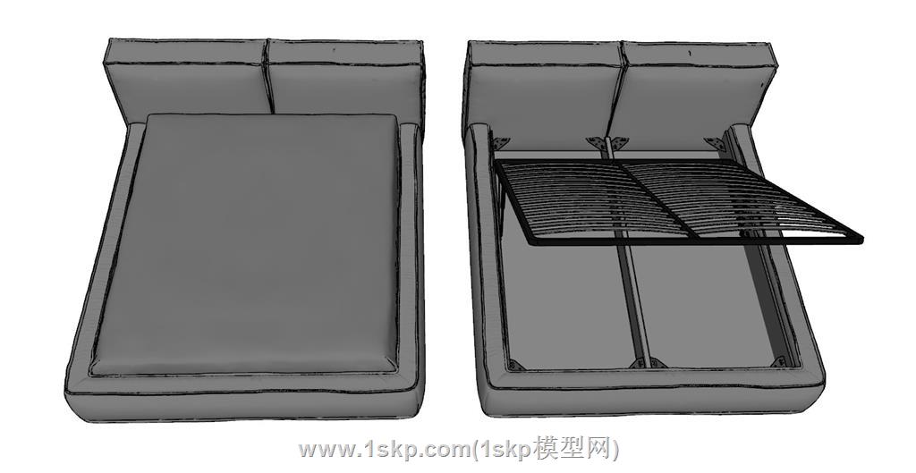 床铺排骨架SU模型