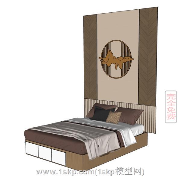 新中式单人床