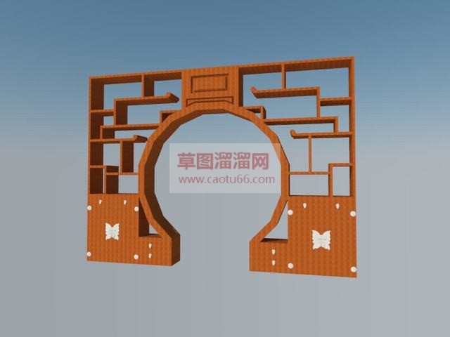 中式月亮门博古架SU模型