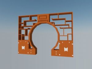 中式月亮门博古架SU模型 免费sketchup模型下载