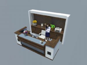 前台接待处办公桌椅SU模型 免费sketchup模型下载