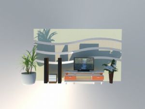 电视柜音响花盆SU模型