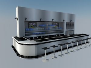 工业风格酒吧吧台SU模型 免费sketchup模型下载