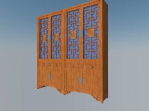中式家具书柜SU模型 免费sketchup模型下载