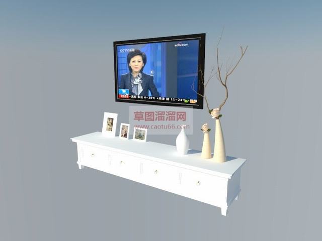 电视柜挂式电视机SU模型