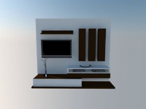 电视墙电视机电视柜SU模型