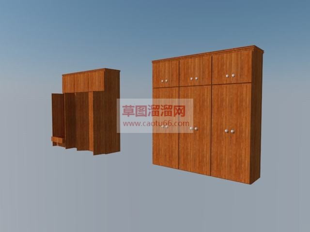 实木衣柜卧室SU模型