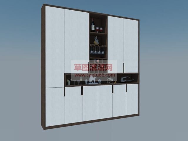 欧简风格酒柜柜子SU模型