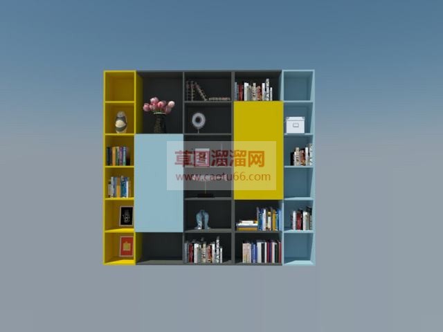 格子书柜书架SU模型