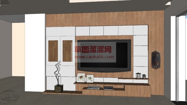 木制电视背景SU模型