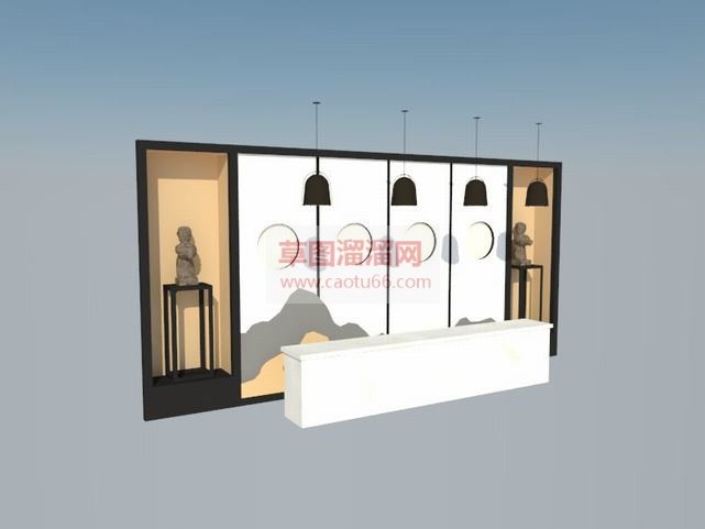 前台中式收银台SU模型