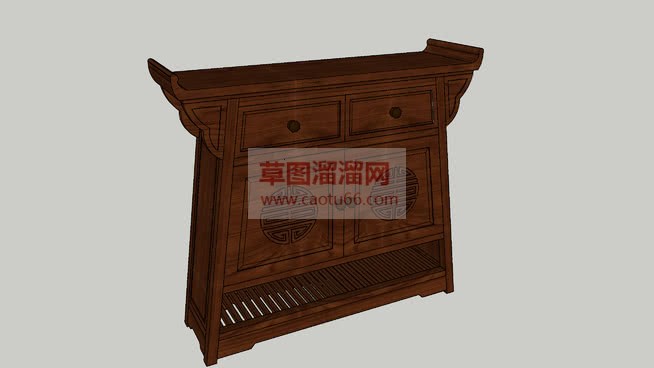 中式边桌柜子SU模型