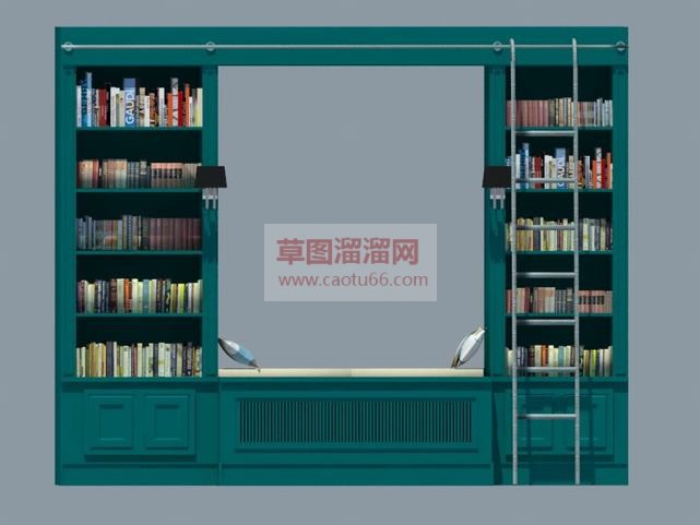 绿色书橱书柜SU模型