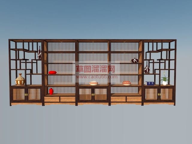 中式长方形大SU模型