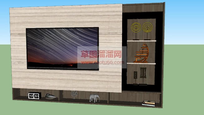 现代木质电视SU模型