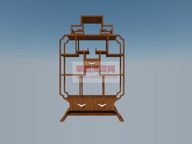 中式木制博古SU模型