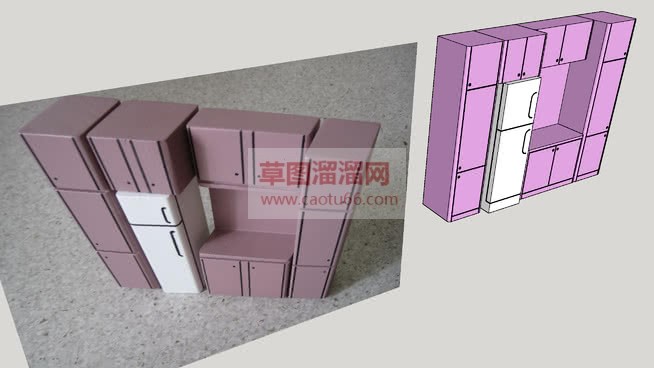 粉色衣柜组合SU模型