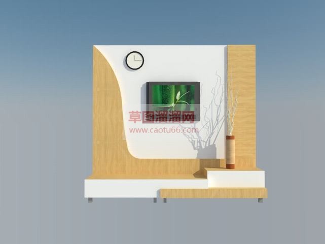 木制电视柜电SU模型