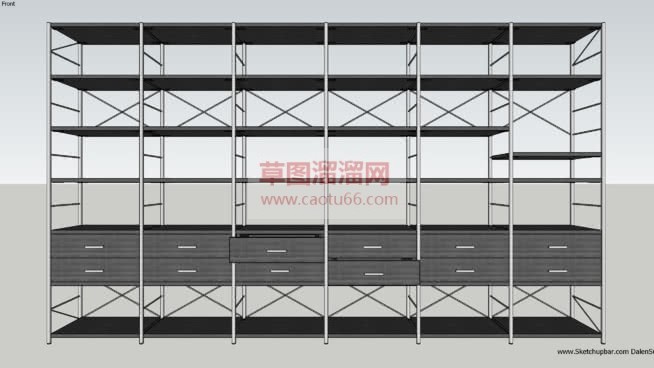 带爬梯的书架SU模型