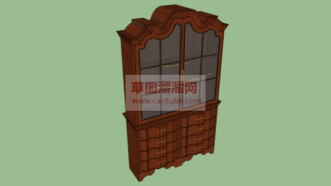 欧式实木书柜SU模型