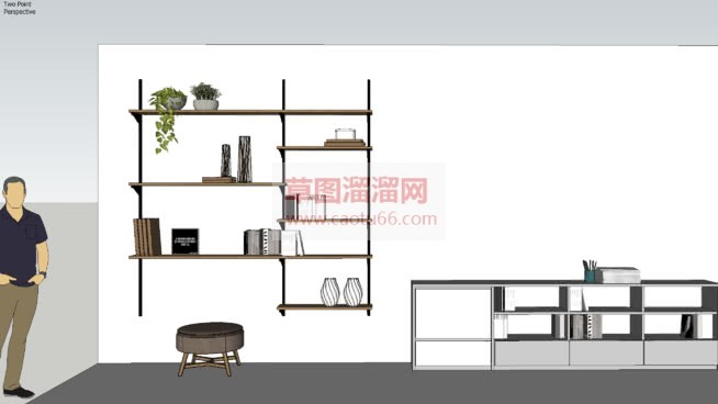 挂墙书架和书SU模型