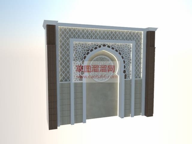 欧式电视墙免SU模型
