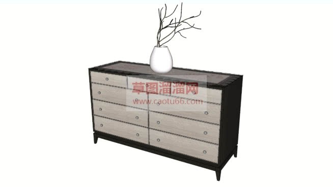 现代矮柜草图SU模型