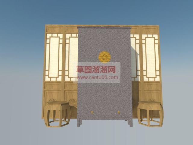 中式柜子+凳SU模型