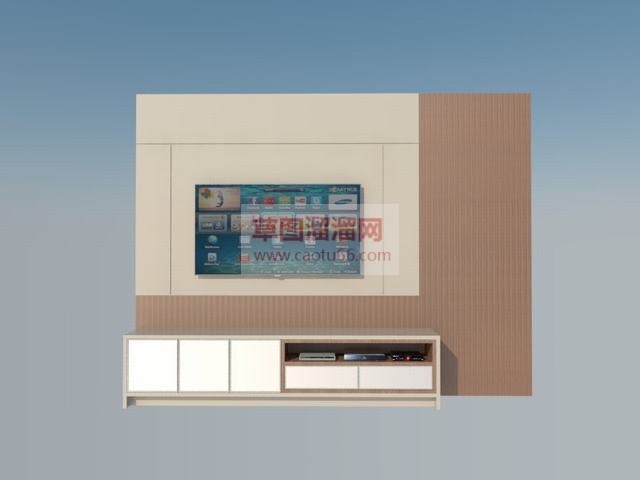 木质电视柜背SU模型