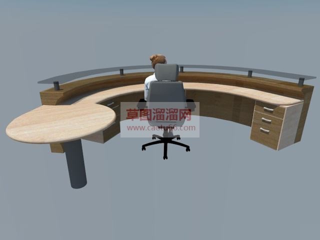 圆弧型前台柜SU模型