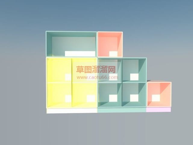 多色格子柜架SU模型