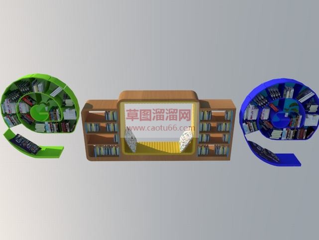 特色书架书柜SU模型
