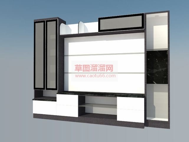 现代电视柜背SU模型