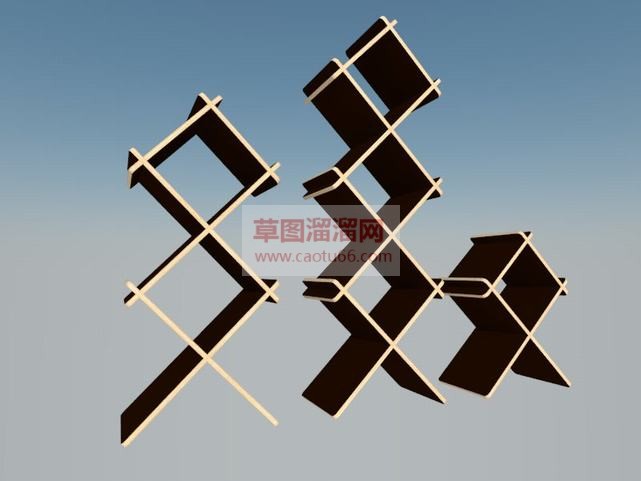 现代书架酒架SU模型