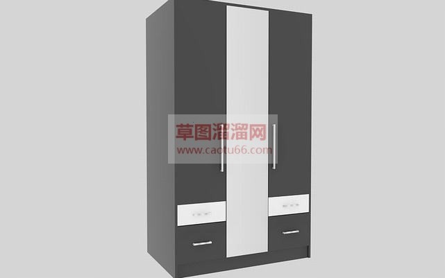 现代黑色衣柜SU模型