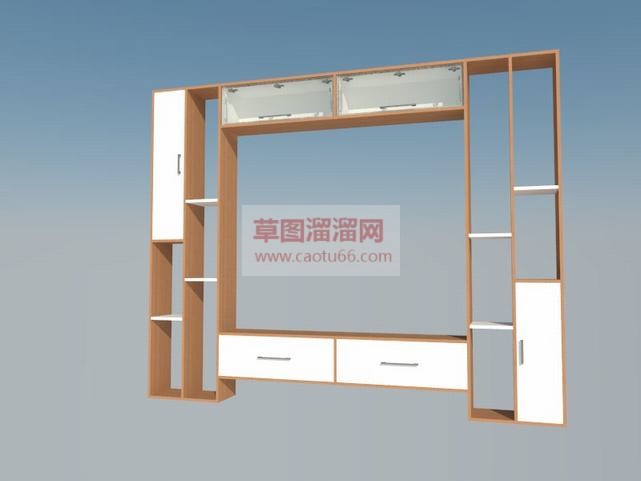 木制电视柜框SU模型