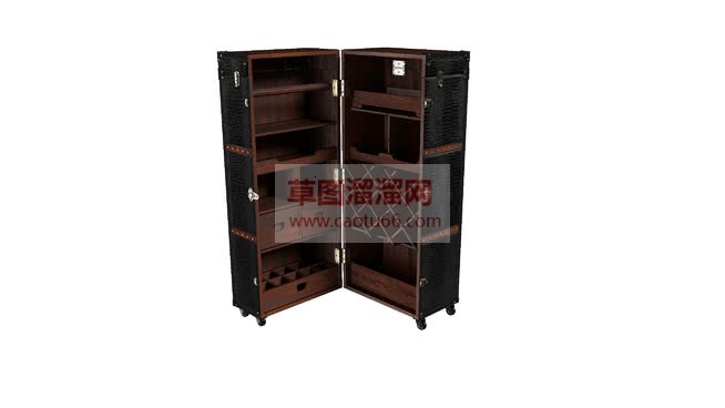 暗色旧酒柜柜SU模型