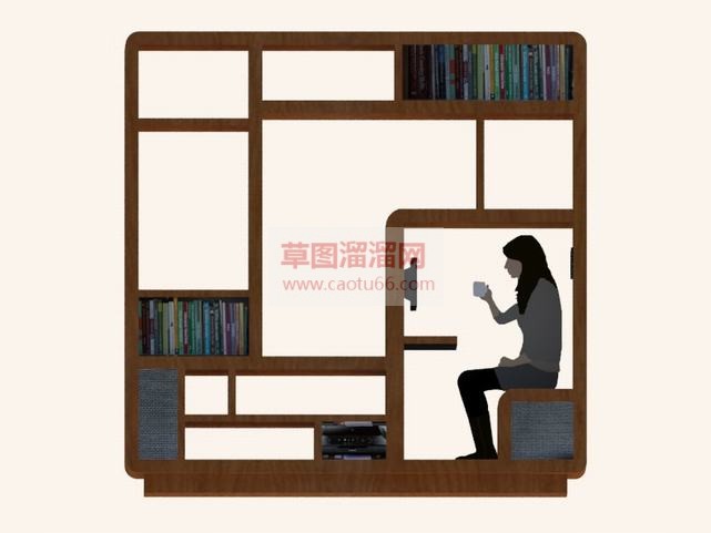 中木制书柜怎SU模型
