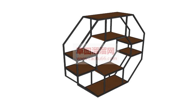 中式博古架书SU模型