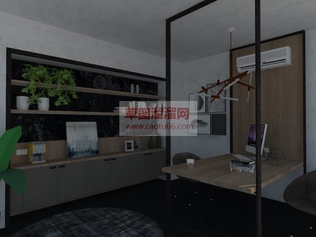 中书房书柜家SU模型