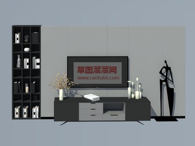 电视柜背景墙SU模型