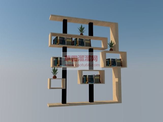 木质书架隔断SU模型