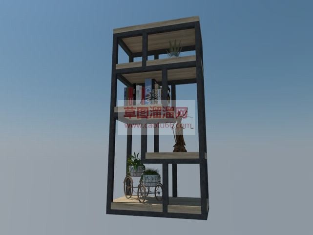 长形书架置物SU模型
