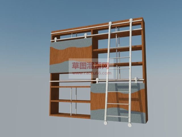 带楼梯书架书SU模型