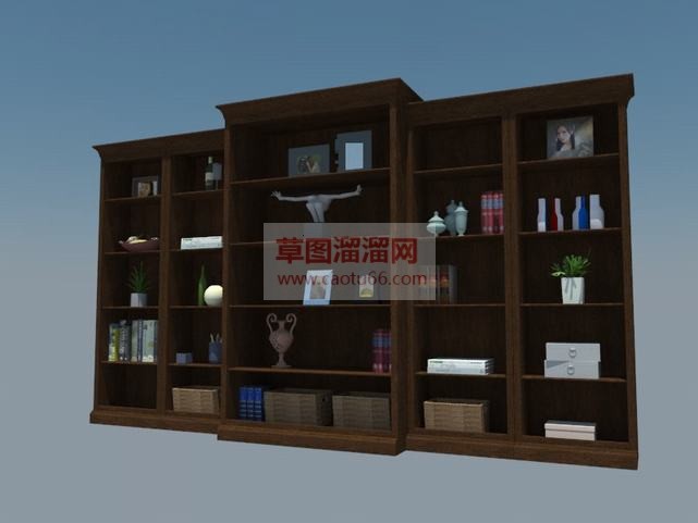 复古书柜书架SU模型