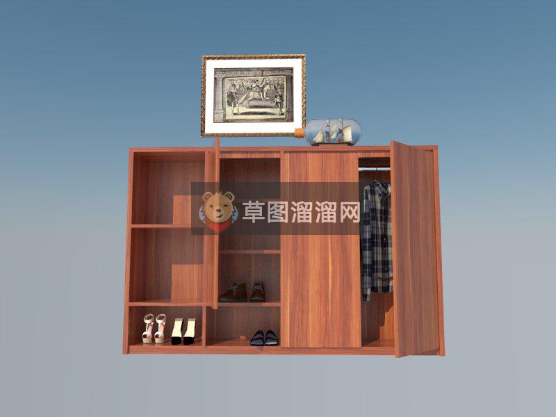 中式鞋柜家具SU模型