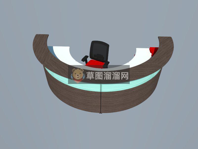 半圆形前台柜接待台SU模型