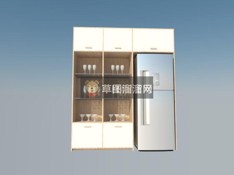 现代酒柜SU模型