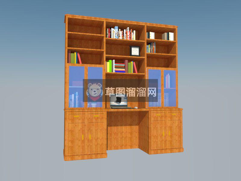木质书柜书架SU模型